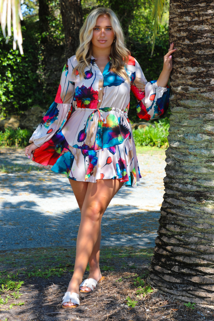 Back To Charleston Dress: Sand/Multi