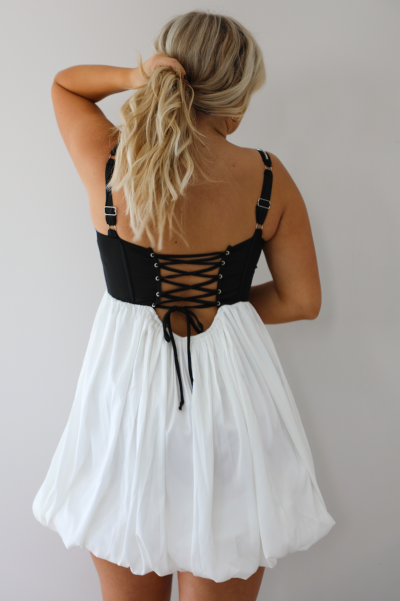 Want To Party Mini Dress: Black/White