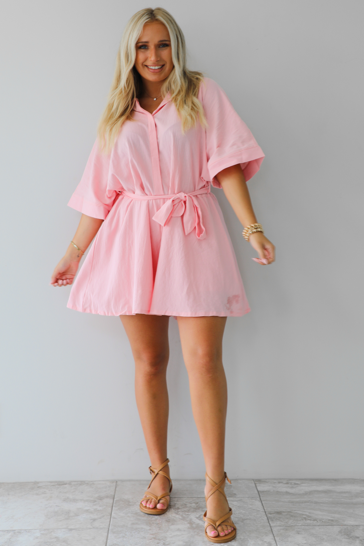 Now I Know Romper: Light Pink