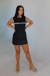 Sunny Skies Dress: Navy/White