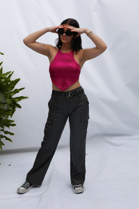 All Around Halter Top: Fuchsia