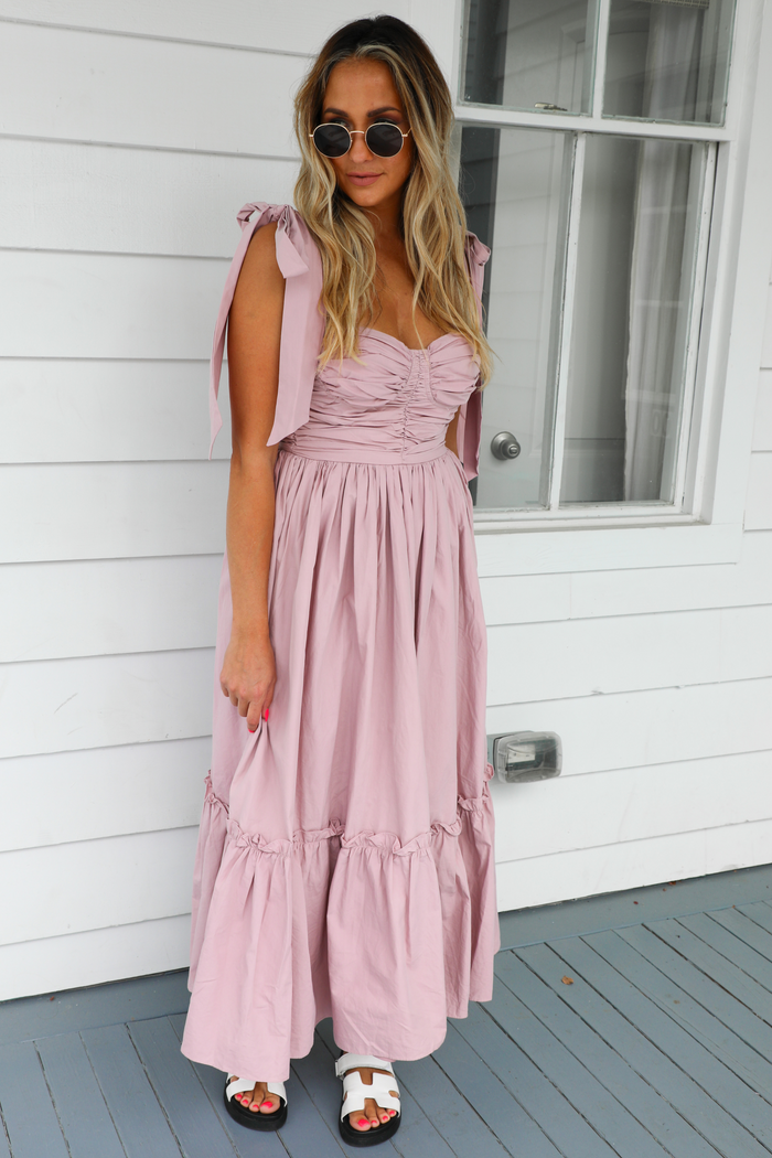 Poplin Perfection Maxi Dress: Dusty Mauve