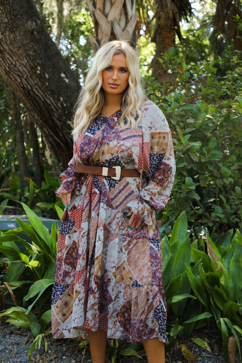 Going Around Maxi Dress: Rust/Multi