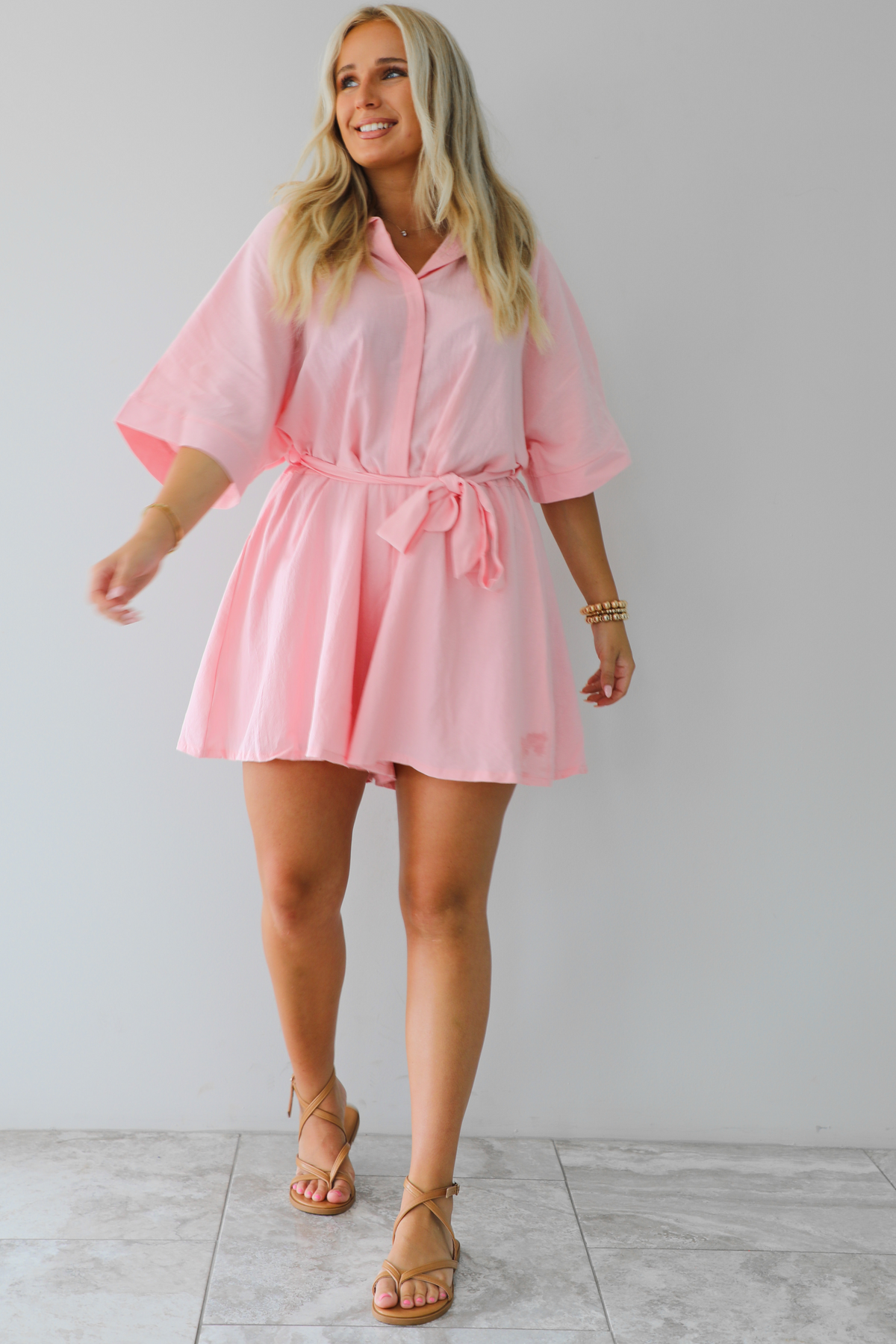 Now I Know Romper: Light Pink