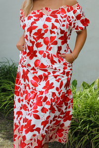 Bring Me Back Maxi Dress: White/Red