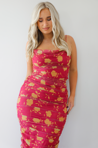 Be Here Forever Midi Dress: Burgundy/Orange