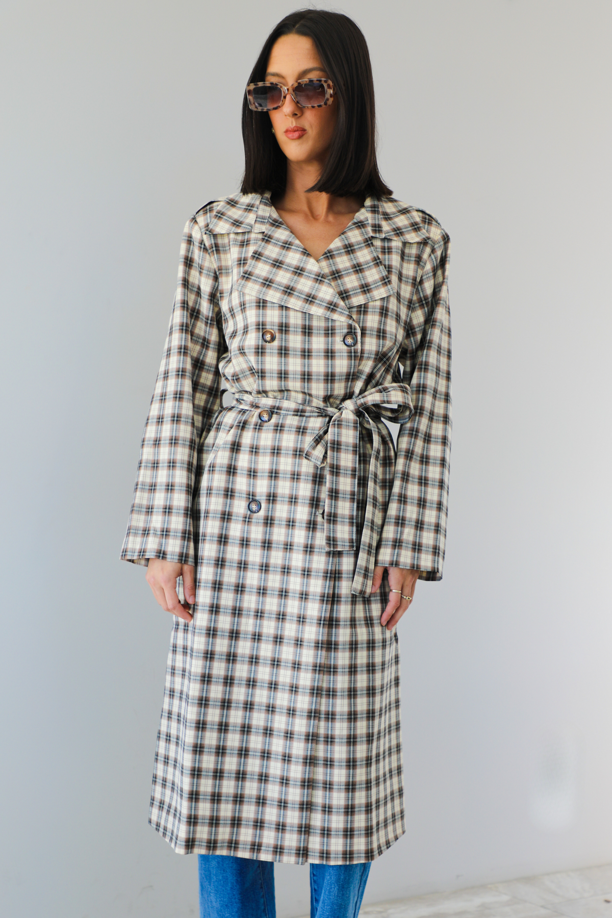 Rome Trench Coat: Brown/Multi