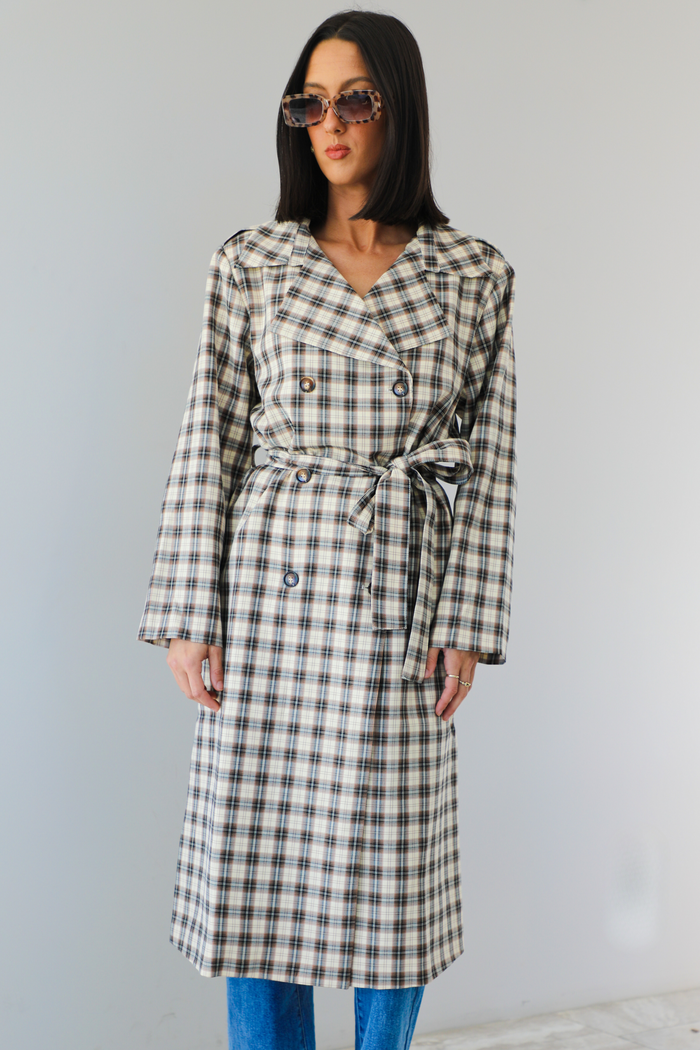 Rome Trench Coat: Brown/Multi