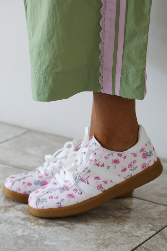 Flower Fields Sneakers: Pink/Multi