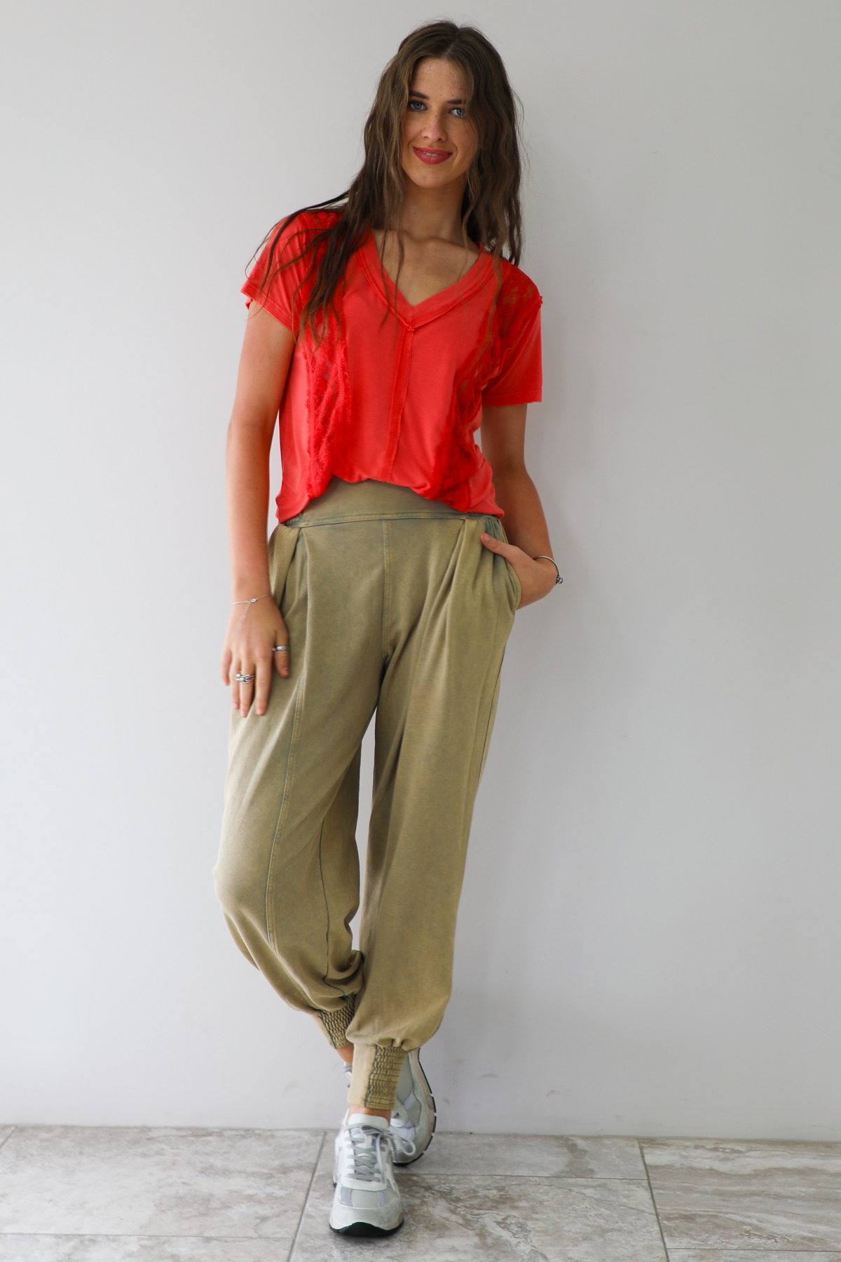 The Other Side Top: Coral Red