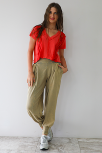 The Other Side Top: Coral Red