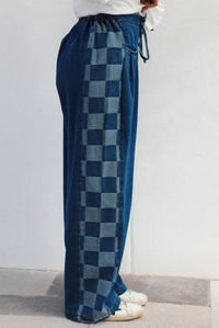 Checkered Details Denim