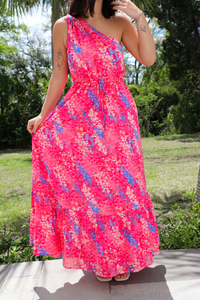 Walking To You Maxi Dres: Pink/Multi