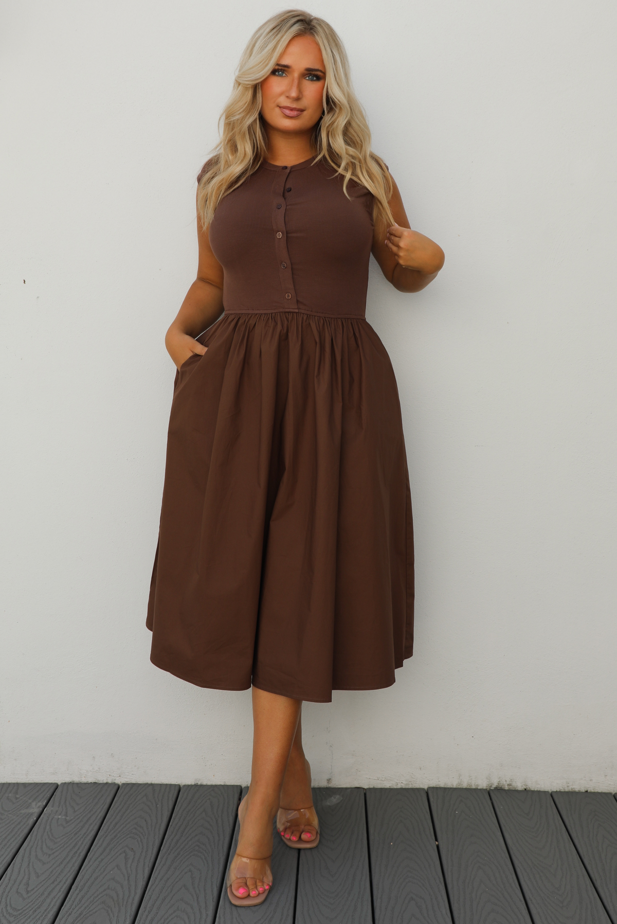 So Darling Midi Dress: Brown