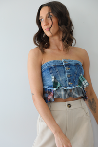 What If Crop Top: Denim/Multi