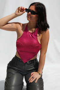 All Around Halter Top: Fuchsia