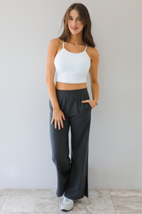 Straight Slit Sweatpants: Charcoal