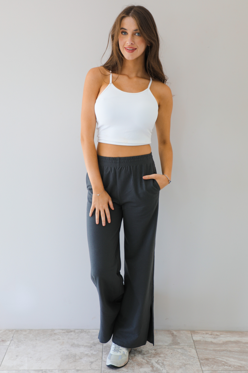 Straight Slit Sweatpants: Charcoal
