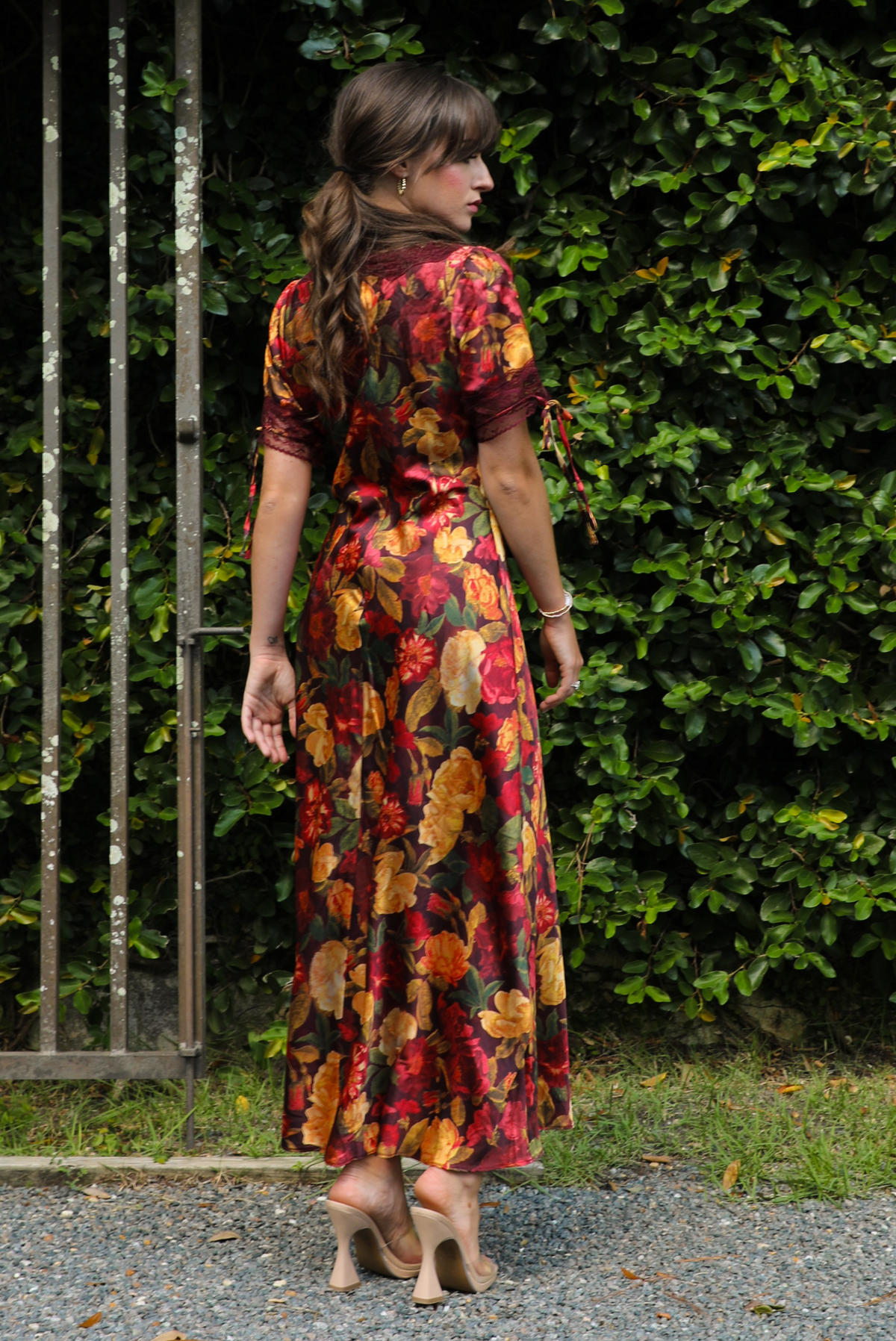 Autumn Inspired Maxi Dress: Burgundy/Multi