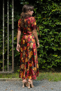 Autumn Inspired Maxi Dress: Burgundy/Multi