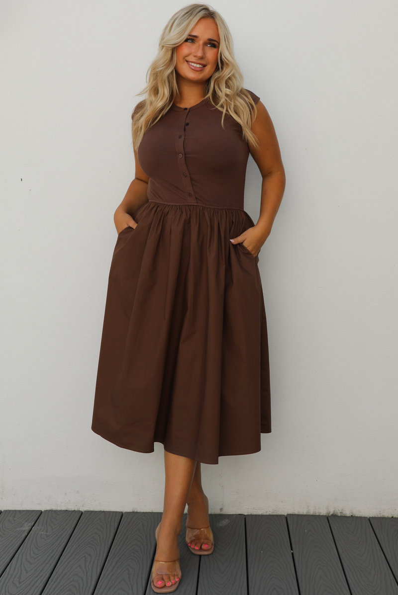 So Darling Midi Dress: Brown