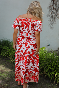 Bring Me Back Maxi Dress: White/Red