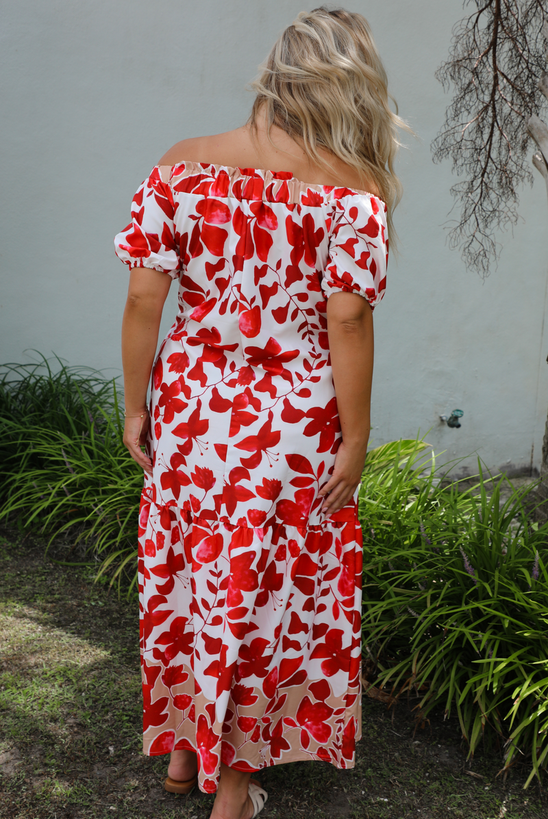Bring Me Back Maxi Dress: White/Red