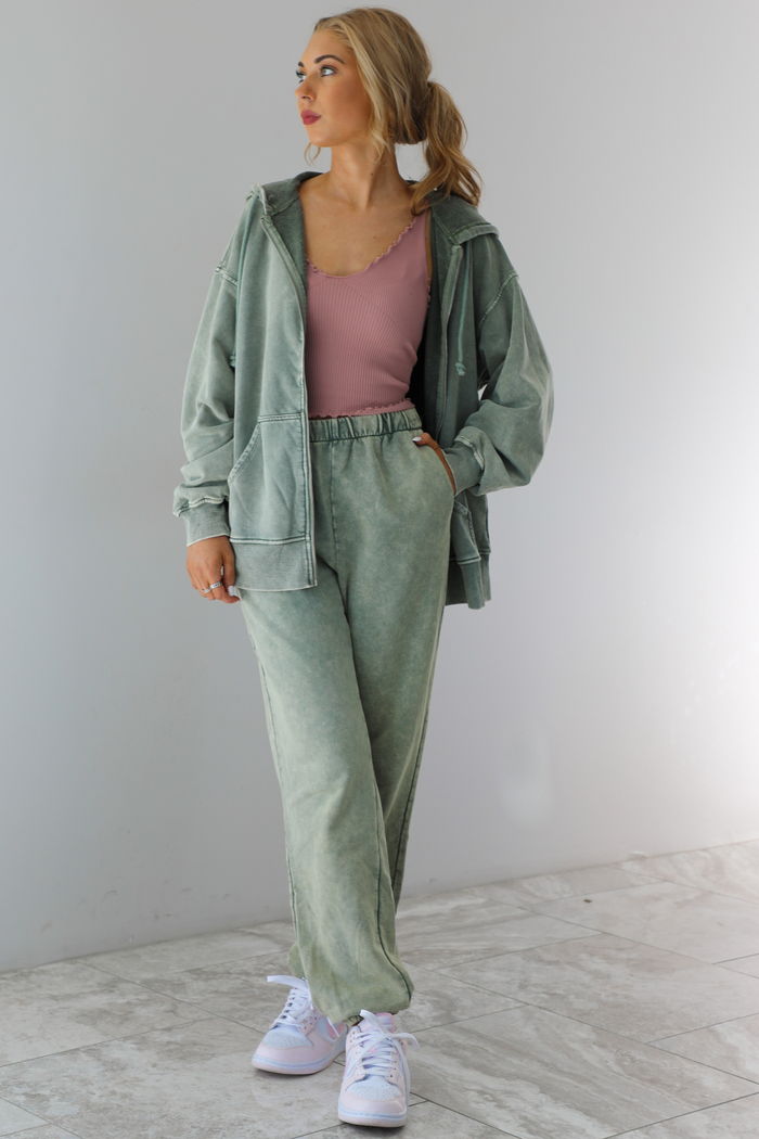 End Game Jogger Set: Mineral Washed Green