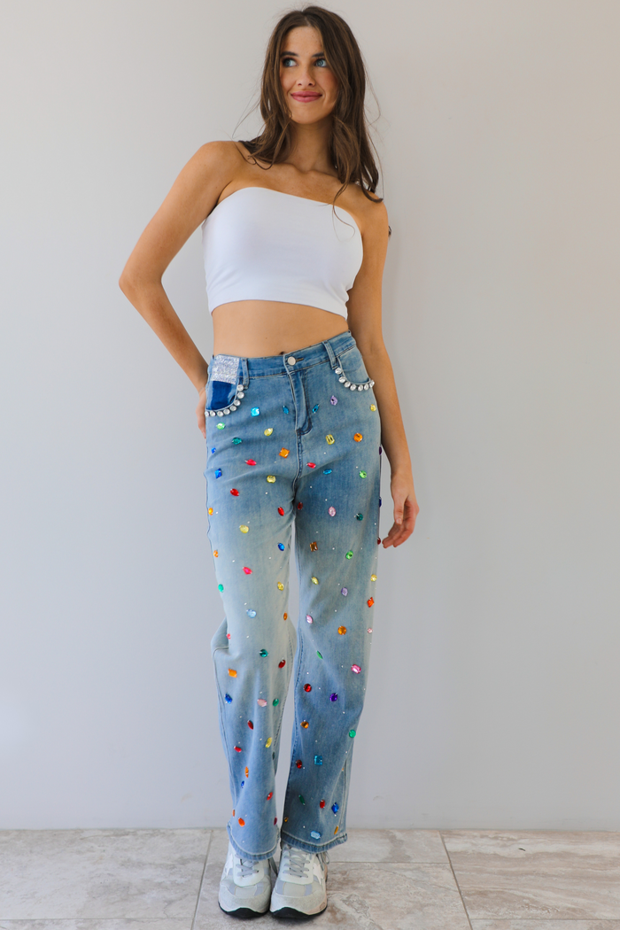 The Bedazzled Jeans: Denim/Multi