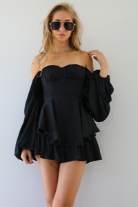 The Heartbreaker Romper: Black