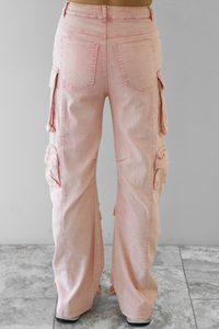 Fun Times Cargo Pants: Distressed Pink