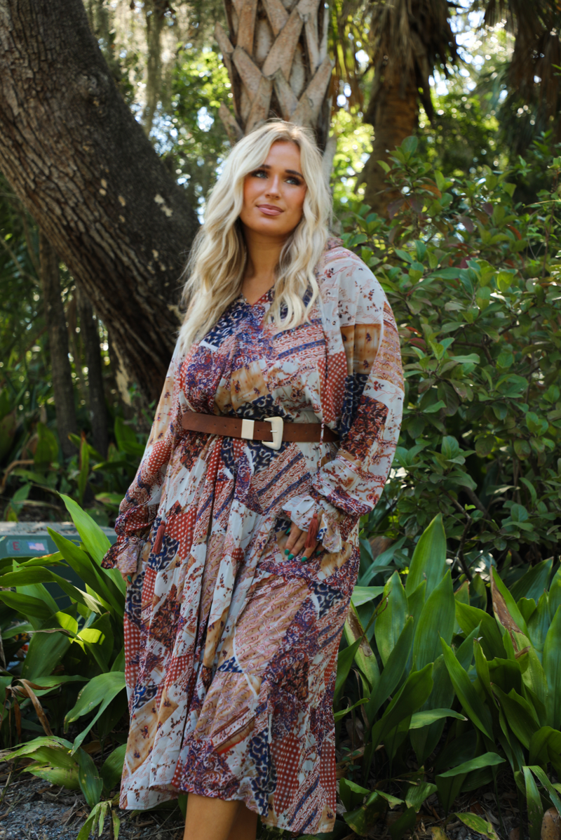 Going Around Maxi Dress: Rust/Multi