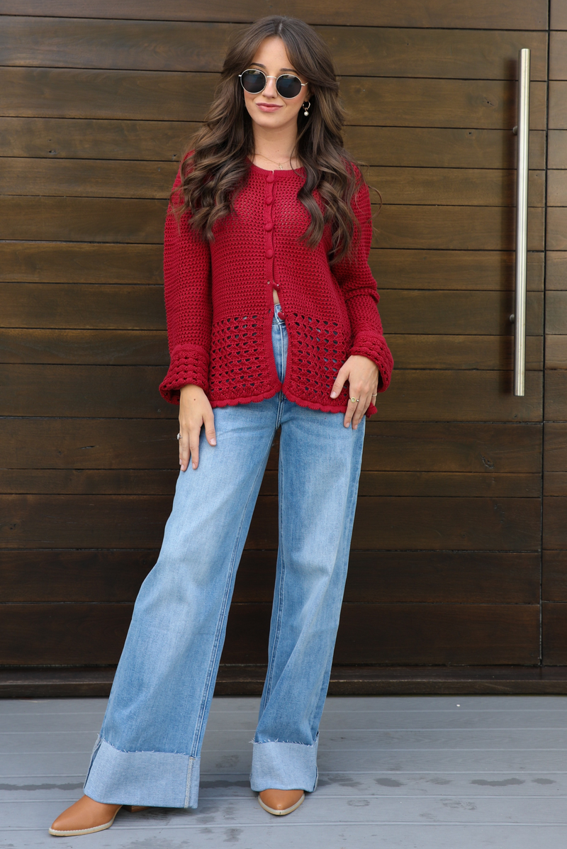 Remember Me Cardigan: Red
