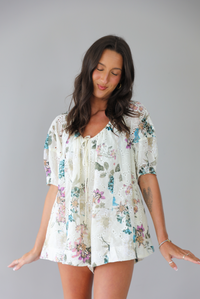 Everything You Do Romper: White/Multi Floral