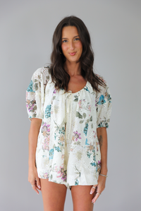 Everything You Do Romper: White/Multi Floral