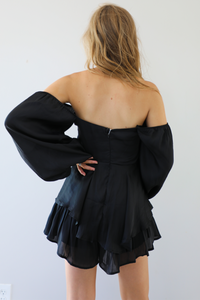 The Heartbreaker Romper: Black