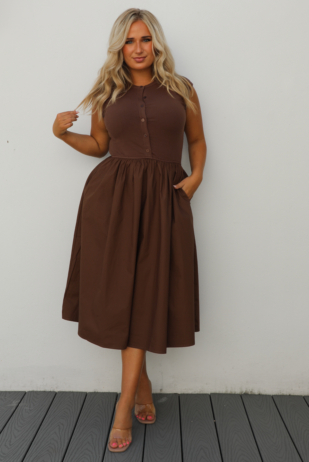 So Darling Midi Dress: Brown