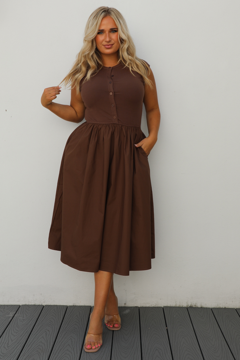 So Darling Midi Dress: Brown