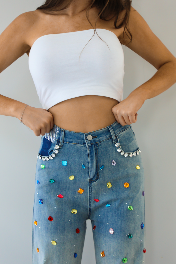 The Bedazzled Jeans: Denim/Multi