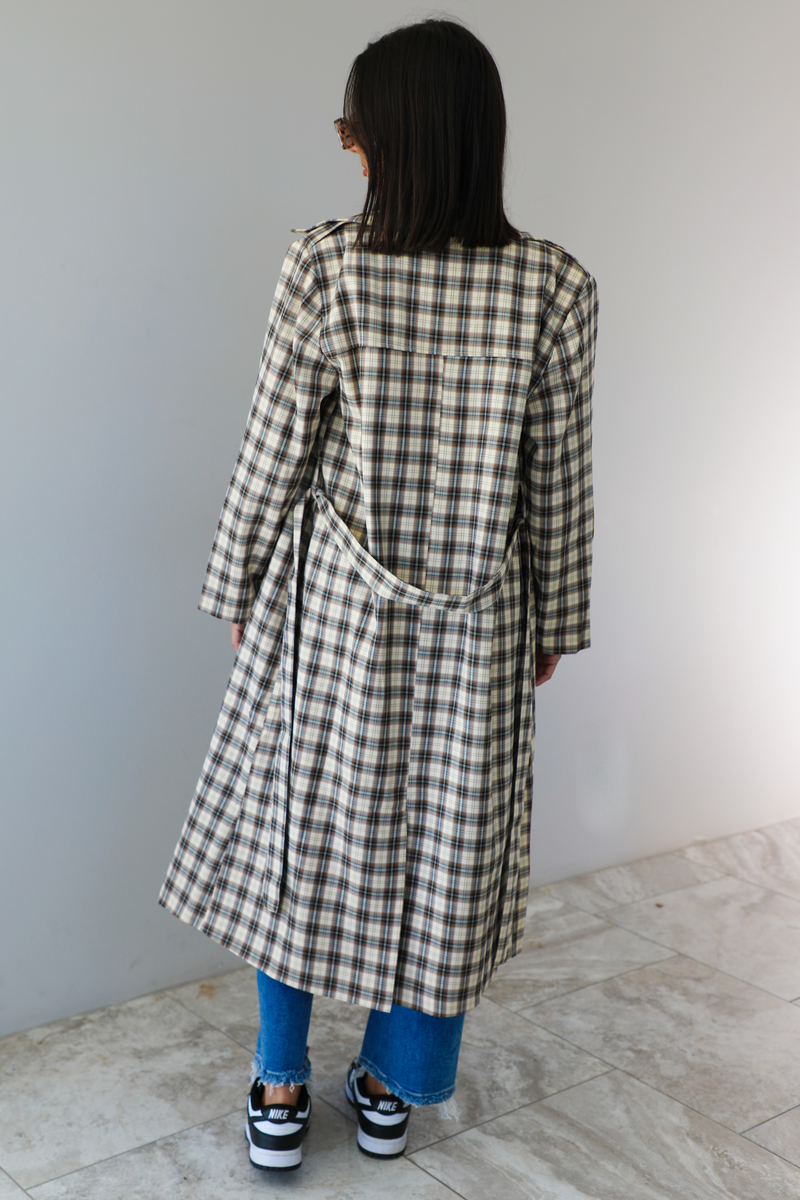 Rome Trench Coat: Brown/Multi