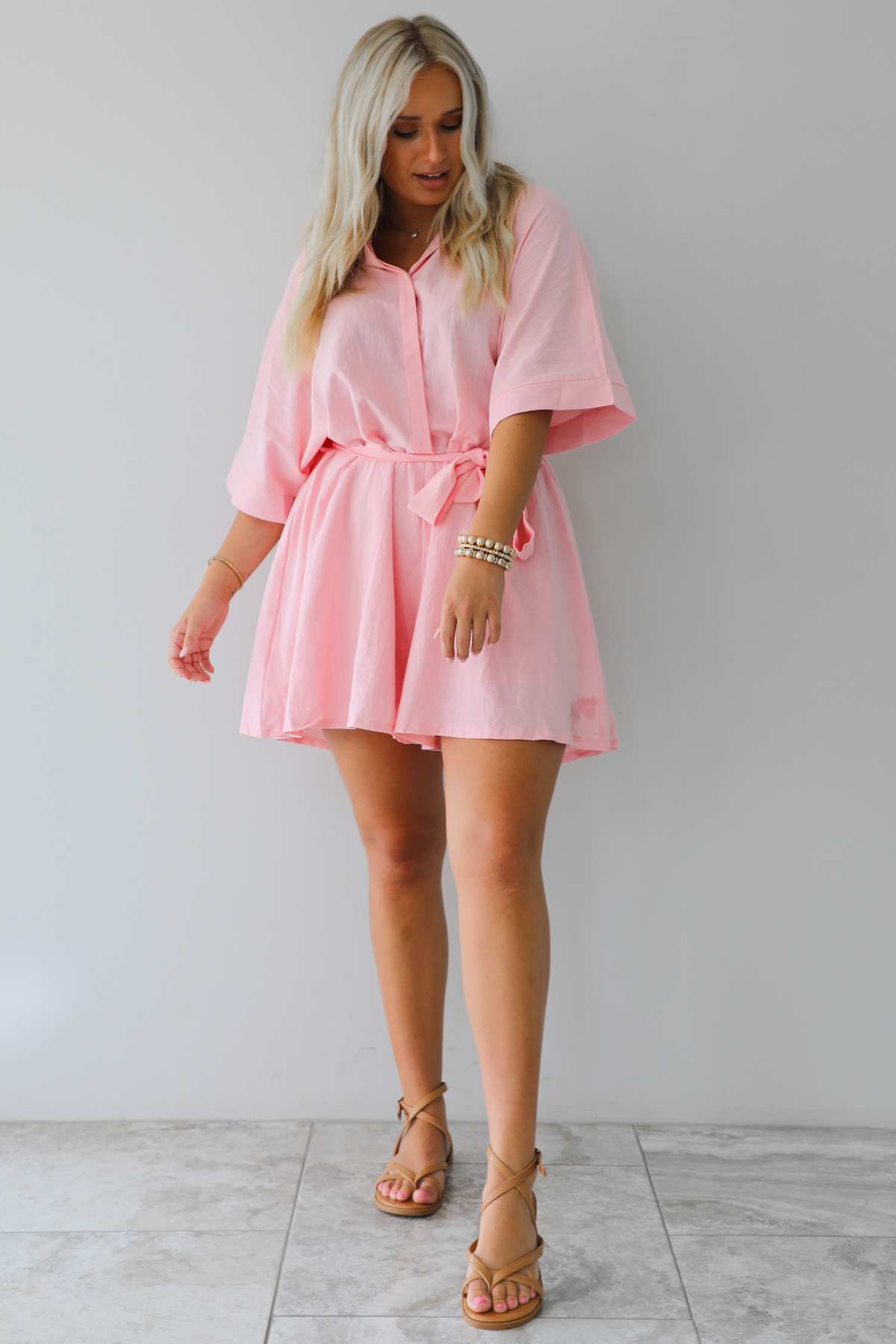 Now I Know Romper: Light Pink