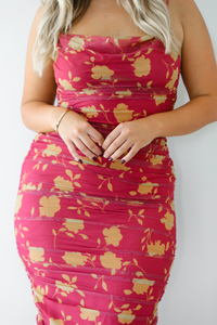 Be Here Forever Midi Dress: Burgundy/Orange