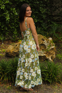 PRE-ORDER: Flower Fields Maxi Dress: Green/Multi
