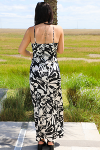 Dance The Night Away Midi Dress: Black/White