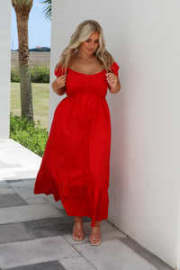 So Darling Midi Dress: Red