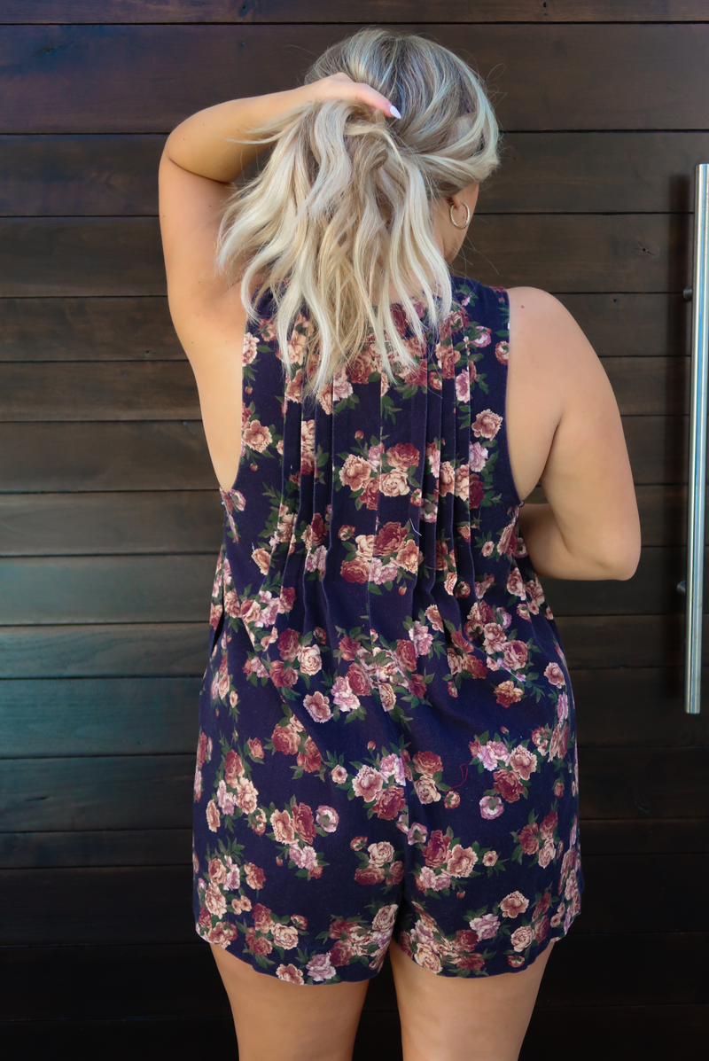 Sweet Florals Romper: Denim/Multi
