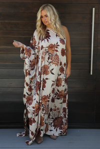 PRE-ORDER: Dinner Ready Maxi Dress: Ivory/Brown