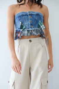 What If Crop Top: Denim/Multi