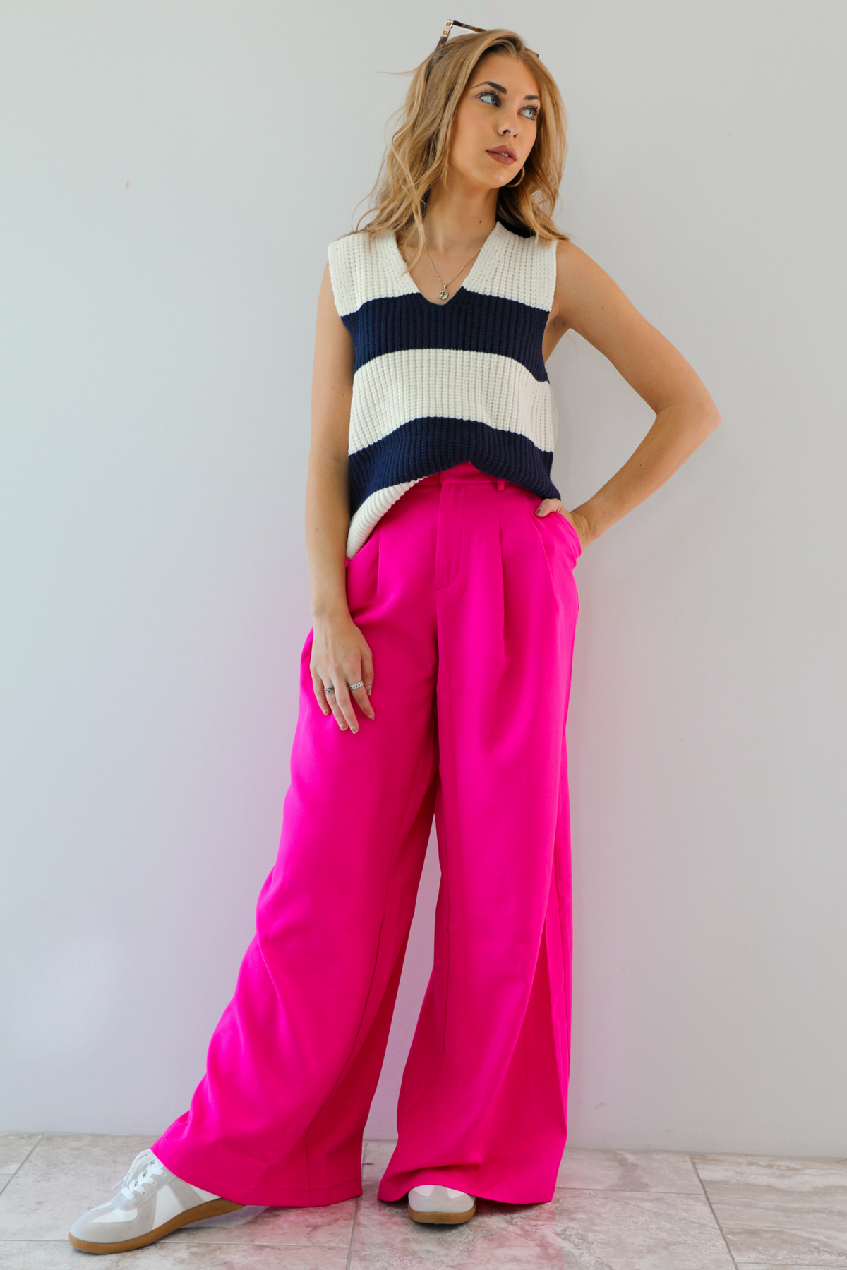 Look This Way Vest: Navy/Cream