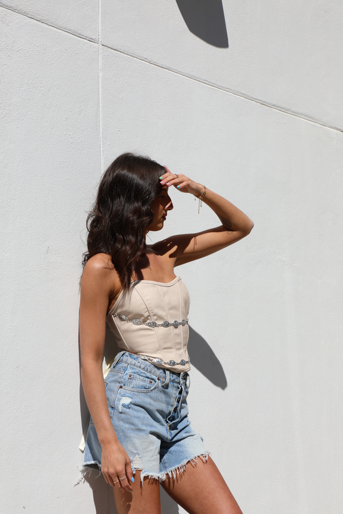 Get You There Corset: Ivory/Silver